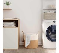 LoogCape Panier de rangement en coton et polyester marron et blanc, diamètre 40 cm, hauteur 35 cm, polyvalent pour salon, chambre à coucher, salle de bain, cuisine, couloir