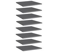 LoogCape Panneaux de bibliothèque 8 pcs Gris Brillant Bois d’ingénierie pour Meuble de Rangement bibliothèque Salon Chambre Bureau et Enfant, Facile à Nettoyer, Dimensions 40x40x1,5 cm