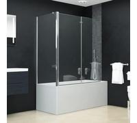 LoogCape Paroi de baignoire pliable double paroi en verre ESG - 120 x 68 x 130 cm - Profilés chromés - Paroi de douche avec poignées - Pour salle de bain - Flexible, stable, montage facile, hydrofuge