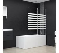 LoogCape Paroi de douche 120 x 140 cm en verre trempé - Porte pliante avec profilés en aluminium - Pour baignoire - Entrée d'angle - Hydrofuge et joint - Montage facile - Design élégant