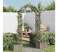 LoogCape Pergola de jardin avec jardinière grise en bois de sapin massif, résistante aux intempéries, idéale comme tuteur, passage, brise-vue, plante, fleur, vin, lierre, clématites, pour jardin