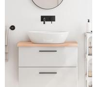 LoogCape Plateau de lavabo 80 x 30 cm en chêne massif non traité, bord naturel, polyvalent, pour salle de bain, cuisine, atelier, bureau, robuste, résistant aux rayures, imperméable, adapté pour le