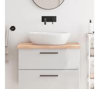 LoogCape Plateau de lavabo 80 x 60 cm en chêne massif non traité pour salle de bain, cuisine, atelier, bureau, robuste, imperméable, résistant aux rayures, polyvalent, fait à la main, bord naturel