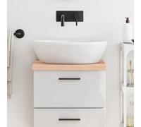 LoogCape Plateau de lavabo en chêne massif - 40 x 40 x 2-4 cm - Non traité à la main - Avec bord naturel - Polyvalent - Pour salle de bain, cuisine, atelier, bureau, bricolage, rénovation, robuste