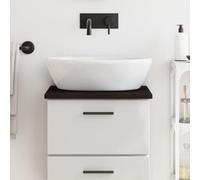 LoogCape Plateau de lavabo marron foncé 40 x 40 x 2 cm en bois de chêne massif fait à la main avec bord naturel pour salle de bain, cuisine, atelier, bureau, imperméable, résistant à la chaleur