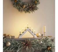 LoogCape Pont de bougie de Noël avec 7 LED blanc chaud, en pin massif, 39,5 x 5 x 29 cm, alimenté par piles, idéal pour les intérieurs festifs, crée une atmosphère chaleureuse