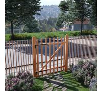 LoogCape Portail de clôture à 1 battant en bois de noisetier marron imprégné - 100 x 120 cm - Portail de jardin pour jardin, terrasse, avec charnières métalliques, vis et crochets de cabine, résistant