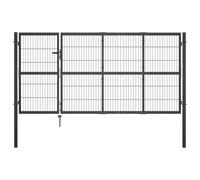 LoogCape Portail de jardin avec poteaux en acier revêtu par pulvérisation anthracite, 350 x 120 cm, portail de cour avec serrure, double grillage pour entrée de jardin, avec 3 clés