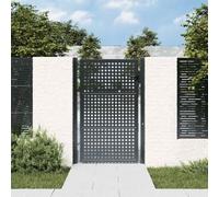 LoogCape Portail de jardin en acier anthracite - Grillage soudé - 100 x 125 cm - Porte battante verrouillable avec serrure et poignée - Pour jardin, cour, allée, robuste