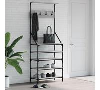 LoogCape Portant à vêtements avec étagère à chaussures, gris Sonoma 70 x 34 x 184 cm, en bois et métal, porte-manteau peu encombrant pour couloir, chambre à coucher, bureau et dressing, stable