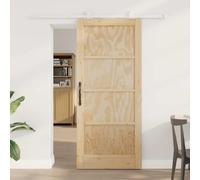LoogCape Porte coulissante en pin massif naturel et blanc 86 x 198,5 cm, avec rail en acier revêtu par pulvérisation, pour intérieur, optimisation de l'espace et glisse en douceur