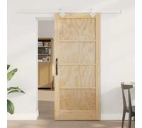 LoogCape Porte coulissante en pin massif naturel et blanc, 86 x 198,5 cm, avec rail en acier revêtu par pulvérisation, pour l'intérieur, peu encombrant et glisse en douceur
