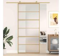 LoogCape Porte coulissante Golden - 90 x 205 cm - Verre trempé mat et aluminium - Épaisseur du verre de 5 mm - Porte avec cadre pour ferrures - Coulissage silencieux à l'intérieur