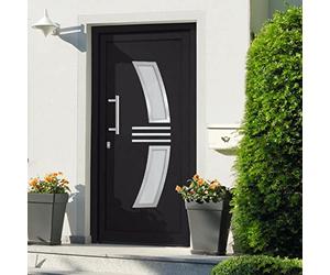 LoogCape Porte d'entrée anthracite 88x200 cm robuste sécurité maison appartement bloc isolation thermique phonique serrure vitrage menuiserie vantail huisserie panneau cadre dormant ouverture