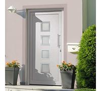 LoogCape Porte d'entrée blanche 108x200 cm avec vitrage isolant cadre en PVC sécurité 5 points verrouillage aluminium seuil réglable kit poignée cylindre clés