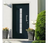 LoogCape Porte d'entrée en aluminium et PVC anthracite 100x210 cm avec vitrage isolant sécurité maison appartement bloc rénovation façade