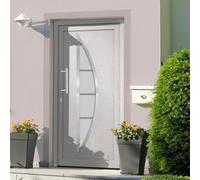 LoogCape Porte d'entrée extérieure principale blanche 88x200 cm avec vitrage isolant sécurité maison appartement bloc isolation thermique phonique serrure menuiserie vantail huisserie panneau cadre