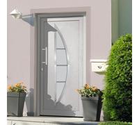 LoogCape Porte d'entrée extérieure principale blanche 98x208 cm avec blindage sécurité maison appartement bloc isolation thermique phonique serrure vitrée menuiserie vantail huisserie panneau cadre