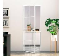 LoogCape Porte intérieure blanche 76 x 201,5 cm en verre trempé en aluminium fin, épaisseur du verre de 5 mm, pour cadre de porte de 35 à 50 mm, pour passage de la lumière et maintien ferme