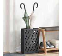 LoogCape Porte-parapluie noir en acier 28 x 12 x 41 cm, organiseur peu encombrant avec crochet, bac d'égouttement et construction stable antidérapante pour couloir, couloir, entrée