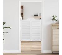 LoogCape Portes battantes 2 pcs Blanc Bois de pin massif pour intérieur, style moderne, robustes, avec panneaux louvres, faciles à entretenir, parfaites pour séparer espaces dans maison ou