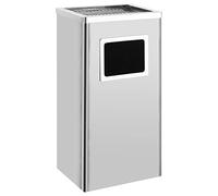 LoogCape Poubelle avec cendrier 45 litres en acier inoxydable pour hôtel, bureau, extérieur, avec seau intérieur amovible, anti-odeur, fermeture douce, système de déchets robuste, peu encombrant