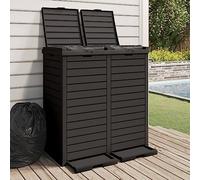 LoogCape Poubelle d'extérieur noire 78 x 41 x 86 cm en polypropylène avec double couvercle pour jardin, parc, espaces publics, capacité de 230 l, résistante aux intempéries, durable, avec bacs