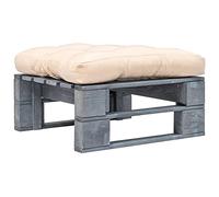 LoogCape Pouf d'extérieur en bois avec coussin amovible de couleur sable, résistant aux intempéries, pour terrasse, jardin ou balcon, empilable, peu encombrant, durable