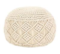 LoogCape Pouf en macramé fait à la main en coton 45 x 30 cm avec rembourrage en perles EPS pour salon, chambre à coucher, couloir, siège décoratif, espace de rangement, peu encombrant