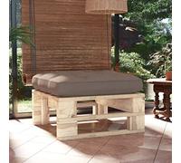 LoogCape Pouf Palette de Jardin en Bois de pin imprégné avec Coussin Taupe, Module modulable pour Salon extérieur, Repose-Pied ou Table Basse pour terrasse ou Balcon