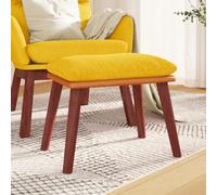 LoogCape Repose-pieds jaune moutarde - 45 x 29,5 x 35 cm - En tissu et cuir synthétique - Avec pieds en bois - Polyvalent - Pour salon, chambre à coucher, chambre d'enfant, couloir
