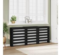 LoogCape Revêtement de radiateur noir - 205 x 21,5 x 83,5 cm - En bois avec aspect lattes modernes - Pour salon, support mural stable, design facile d'entretien, étagère pratique
