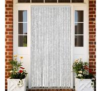 LoogCape Rideau anti-mouches gris 100 x 230 cm chenille pour fenêtre, porte, balcon, moustiquaire avec fermeture éclair, autocollant, découpable, léger, silencieux, crochets inclus
