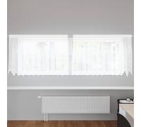 LoogCape Rideau en dentelle florale - Blanc - 100 x 300 cm - Polyester - 1 pièce - Brise-vue transparent - Pour salon, chambre à coucher, cuisine - Avec œillets et passants - Filtre de lumière