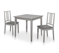 LoogCape Salon à manger 3 pièces en bois d'hévéa et MDF gris avec table extensible et chaises rembourrées pour salle à manger, cuisine, salon, ensemble de meubles solides pour la famille et les amis