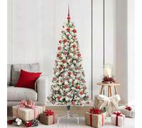 LoogCape Sapin de Noël artificiel 180 cm pliable vert blanc avec guirlande lumineuse LED, moderne, décoration festive pour salon, intérieur et extérieur, durable, facile à monter, élégant
