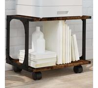 LoogCape Support d'imprimante avec 2 étagères en chêne fumé - 41 x 28 x 33,5 cm - Table de bureau mobile avec roulettes pour bureau, bureau à domicile, salle d'étude, espace de rangement, organiseur