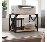 LoogCape Support d'imprimante avec 2 étagères en chêne Sonoma - 44 x 26 x 31,5 cm - Réglable en hauteur - Pour bureau, bureau à domicile et bureau - Étagère solide en bois avec roulettes, organiseur