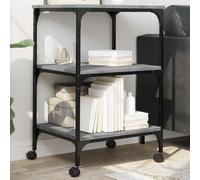LoogCape Support d'imprimante avec 3 étagères Gris Sonoma 50 x 41 x 75 cm Chariot de bureau mobile avec roulettes, espace de rangement pour imprimantes, dossiers, accessoires, idéal pour le bureau, le