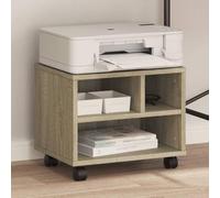 LoogCape Support d'imprimante avec roulettes en chêne Sonoma - 41 x 32 x 34,5 cm - Organiseur de bureau mobile avec espace de rangement pour imprimantes, dossiers, livres, flexible - Convient pour le