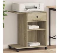 LoogCape Support d'imprimante avec roulettes en chêne Sonoma - 60 x 40 x 68,5 cm - Table de bureau mobile avec espace de rangement, organiseur, étagère, chariot d'appoint, flexible pour bureau, bureau