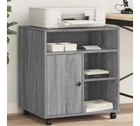 LoogCape Support d'imprimante avec roulettes Gris Sonoma 60 x 50 x 67 cm Table de bureau mobile avec espace de rangement, organiseur, étagère, armoire d'appoint, idéal pour le bureau, le bureau à