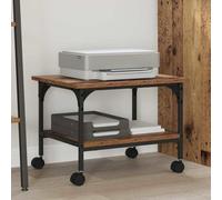LoogCape Support d'imprimante en bois vieilli 50 x 40 x 38 cm avec finition rustique pour bureau et bureau à domicile, espace de rangement, étagère stable, aspect industriel, accessoire polyvalent