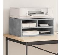LoogCape Support d'imprimante - Gris béton - 49 x 40 x 22,5 cm - En bois - Organiseur de bureau polyvalent pour imprimantes, dossiers et ustensiles de cuisine - Meuble stable avec espace de rangement
