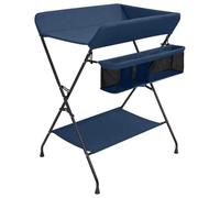 LoogCape Table à langer en fer bleu marine avec compartiments de rangement latéraux et étagère inférieure, pliable, imperméable, lavable, antidérapante, pour bébé, tout-petit, nouveau-né, chambre