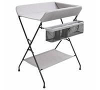 LoogCape Table à langer en fer gris clair avec matelas à langer lavable et imperméable, pliable, coussin antidérapant, pour bébé, tout-petit, nouveau-né, chambre d'enfant, salle de bain, voyage