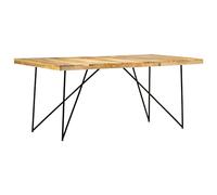 LoogCape Table à Manger 180x90x76 cm en Bois de manguier Massif avec Pieds en Acier pour Salle à Manger Moderne ou Rustique, mobilier Robuste et élégant pour Repas conviviaux et Gain d'espace