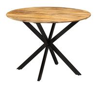 LoogCape Table à Manger Ronde Ø110 cm en Bois de manguier Massif et Cadre en Acier Robuste, idéale pour Cuisine, Salle à Manger ou Espace Repas, Design Moderne et Rustique, Facile à Assembler
