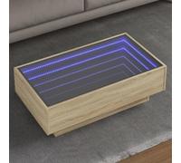 LoogCape Table Basse avec LED chêne Sonoma 90x50x30 cm Bois d'ingénierie Verre avec éclairage RVB Meuble Salon Multifonctionnel pour séjour Chambre avec Rangement tiroir et Plateau relevable