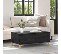LoogCape Table Basse Chêne Noir 90 x 50 x 35 cm Bois d'ingénierie Meuble Salon Rangement Design Moderne avec tiroirs et étagère pour séjour et Chambre